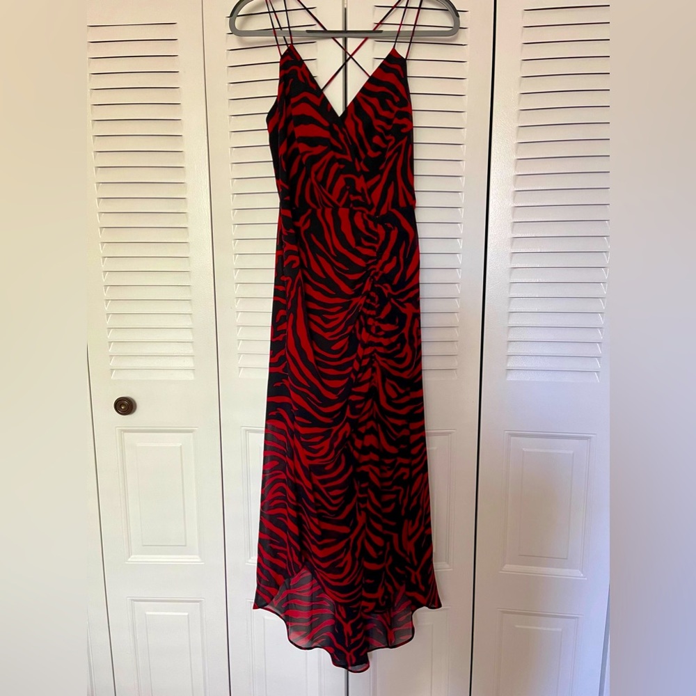 WAYF Red/Black Zebra Print Maxi Dress